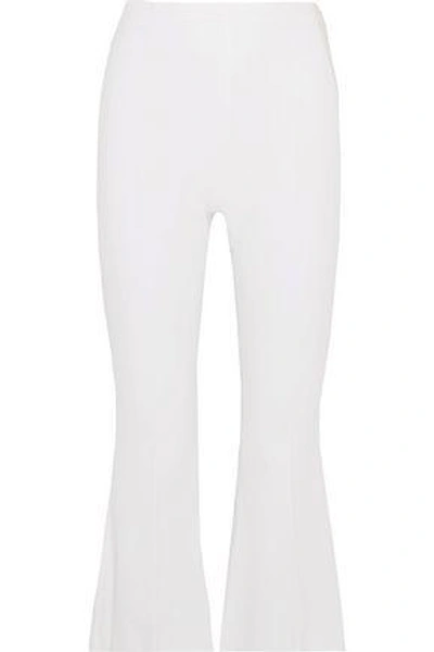 Shop Antonio Berardi Woman Cropped Stretch-cady Flared Pants White