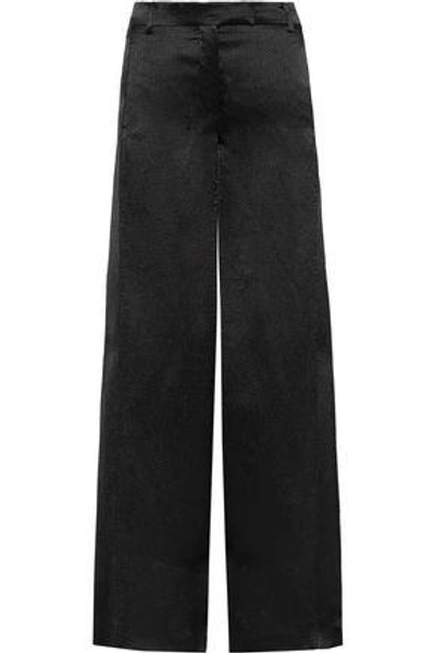 Shop Valentino Hammered-satin Wide-leg Pants In Black