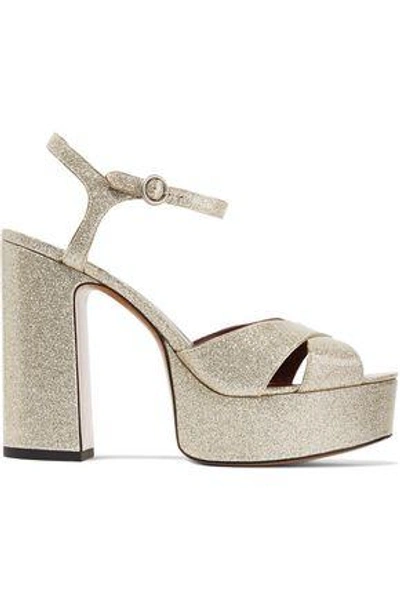 Shop Marc Jacobs Woman Debbie Glittered Patent-leather Platform Sandals Gold