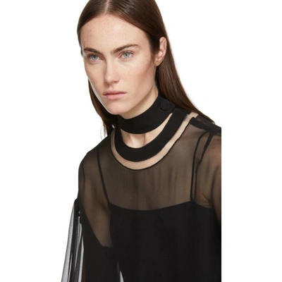 Shop Fendi Black Silk Smiling Collar Blouse In Gme Black