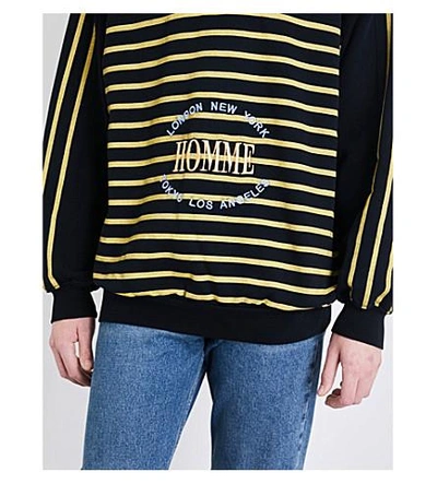 Balenciaga Homme Striped Cotton-jersey Sweatshirt In Black Yellow | ModeSens