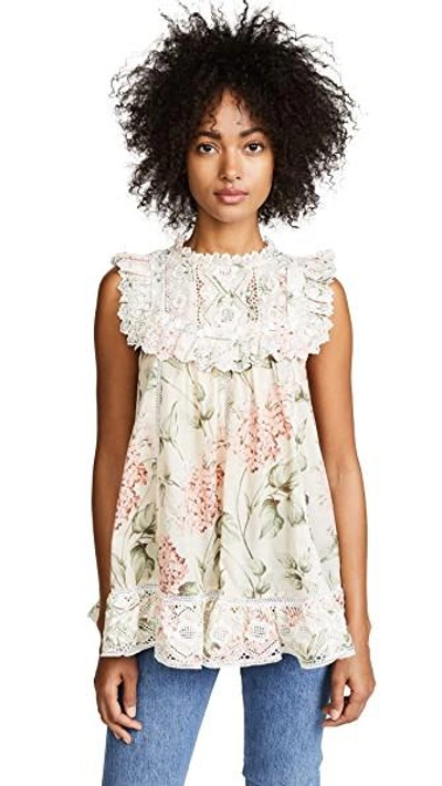 Shop Zimmermann Prima Hydrangea Top In Peach Floral