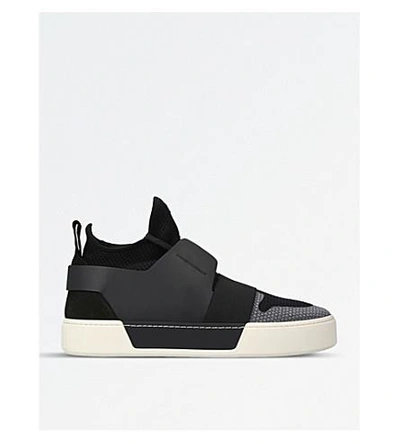 Shop Balenciaga Mesh Sock High-top Leather And Mesh Trainers In Black