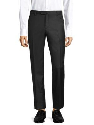 Isaia Gregory Basic Wool Trousers In Charcoal