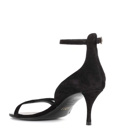 Shop Roger Vivier Embellished Suede Sandals In Black