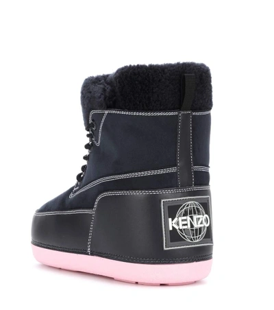 Shop Kenzo Suede And Leather Ankle Boots In Blue