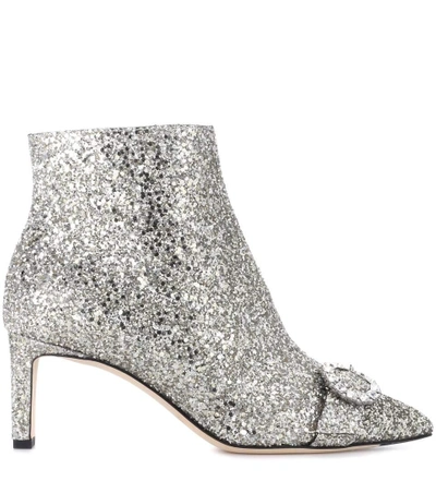 Shop Jimmy Choo Hanover 65 Glitter Ankle Boots In Silver