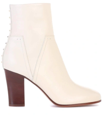 Shop Valentino Leather Ankle Boots In White