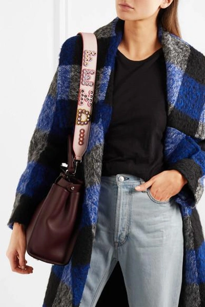 Shop Fendi Studded Leather Bag Strap In Blush