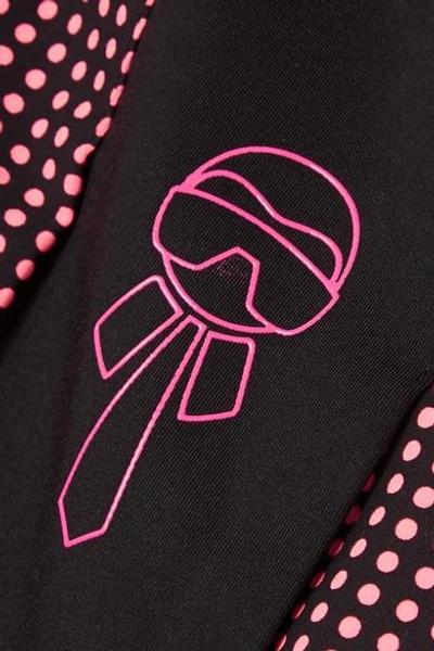 Shop Fendi Karlito Polka-dot Stretch Tennis Skirt In Black