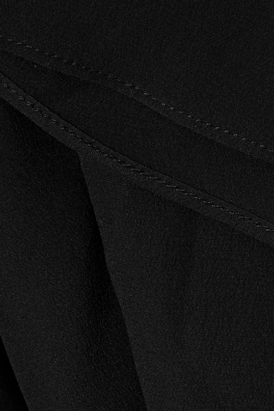 Shop Fendi Faux Pearl-embellished Silk Crepe De Chine Blouse In Black