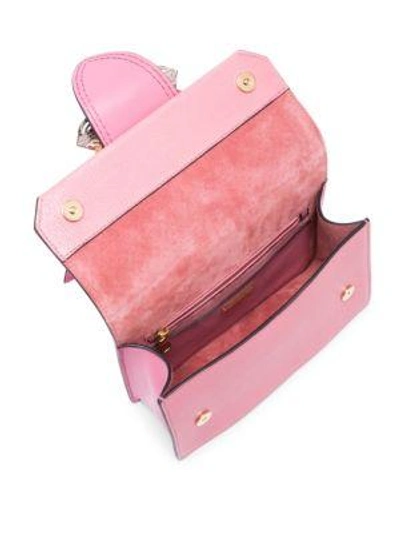 Shop Miu Miu Crystal-embellished Madras Leather Shoulder Bag In Rosa