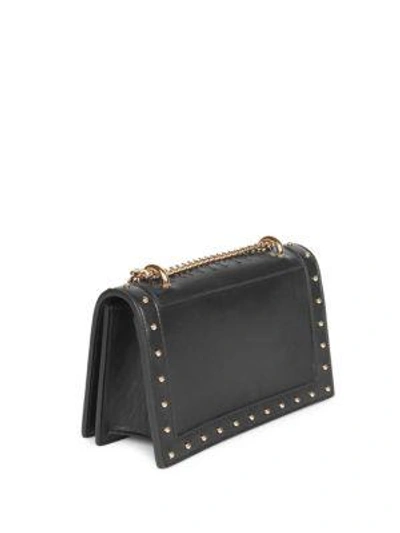 Shop Balmain Pearl Embellished Leather Crossbody Bag In Noir