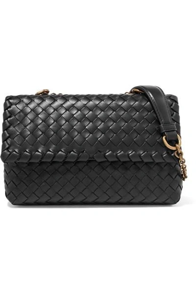 Shop Bottega Veneta Olimpia Baby Intrecciato Leather Shoulder Bag In Black