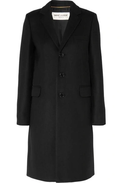 Shop Saint Laurent Wool-gabardine Coat In Black