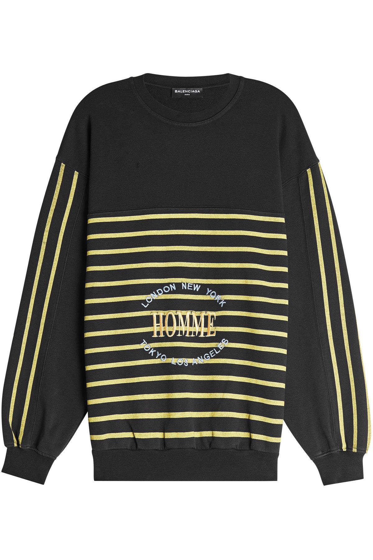 black and yellow striped sweatshirt