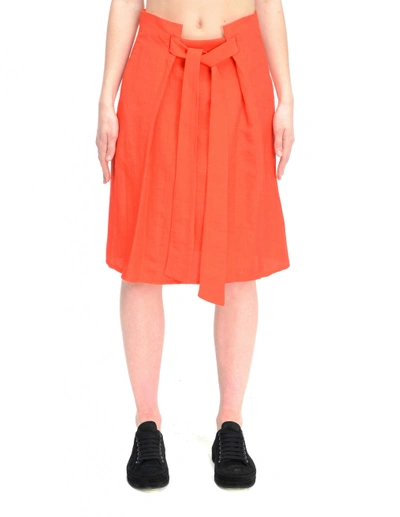 Shop Damir Doma Rayon And Linen Skirt In Orange