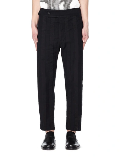 Shop Ann Demeulemeester Striped Cotton Trousers In Black