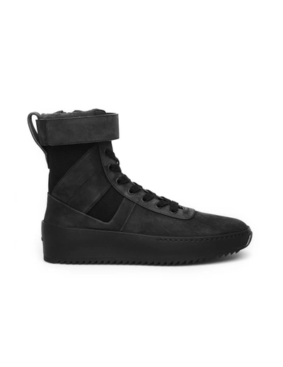 Shop Fear Of God Leather And Nylon Military Sneakers In Black