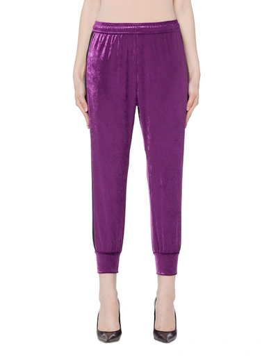 Shop Junya Watanabe Velvet Trousers In Purple
