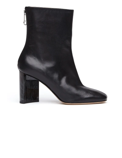 Shop Maison Margiela 'cut Heel' Leather Ankle Boots In Black