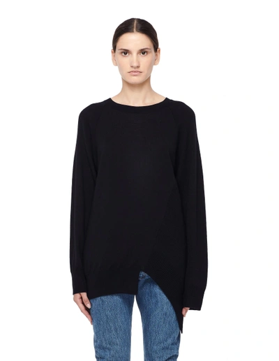 Shop Y's Asymmetric Wool Sweater In Black
