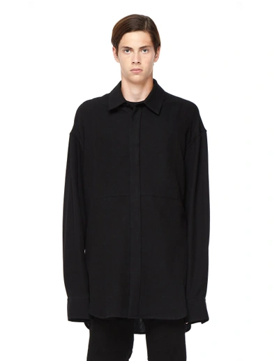 Shop Ann Demeulemeester Oversized Wool Shirt In Black
