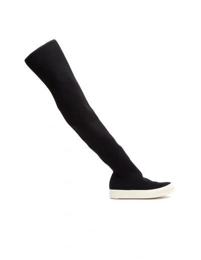 Shop Rick Owens Drkshdw Textile Knee-high Boots In Black
