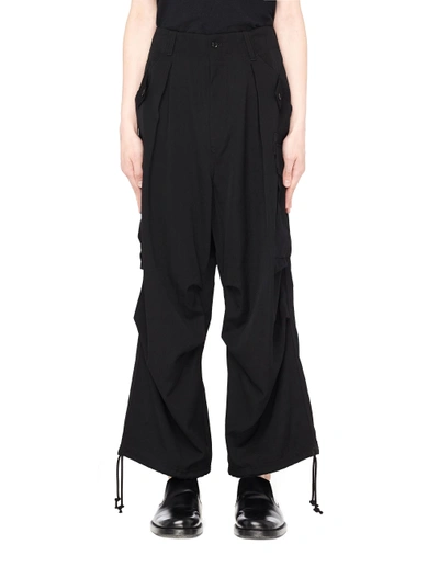 Shop Yohji Yamamoto Wide Leg Cargo Pants In Black