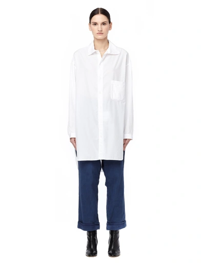 Shop Yohji Yamamoto Skew Collar Cotton Shirt In White