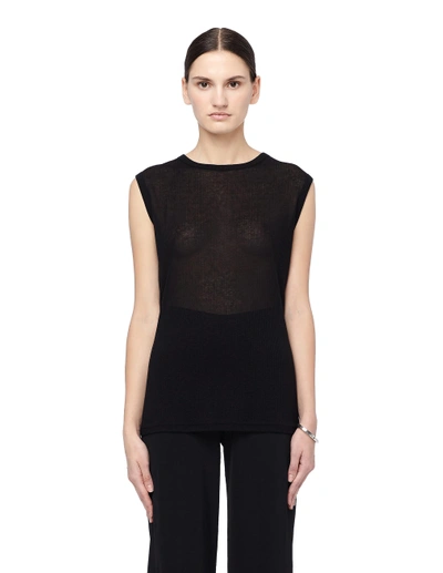 Shop Ann Demeulemeester Sleeveless Translucent Top In Black