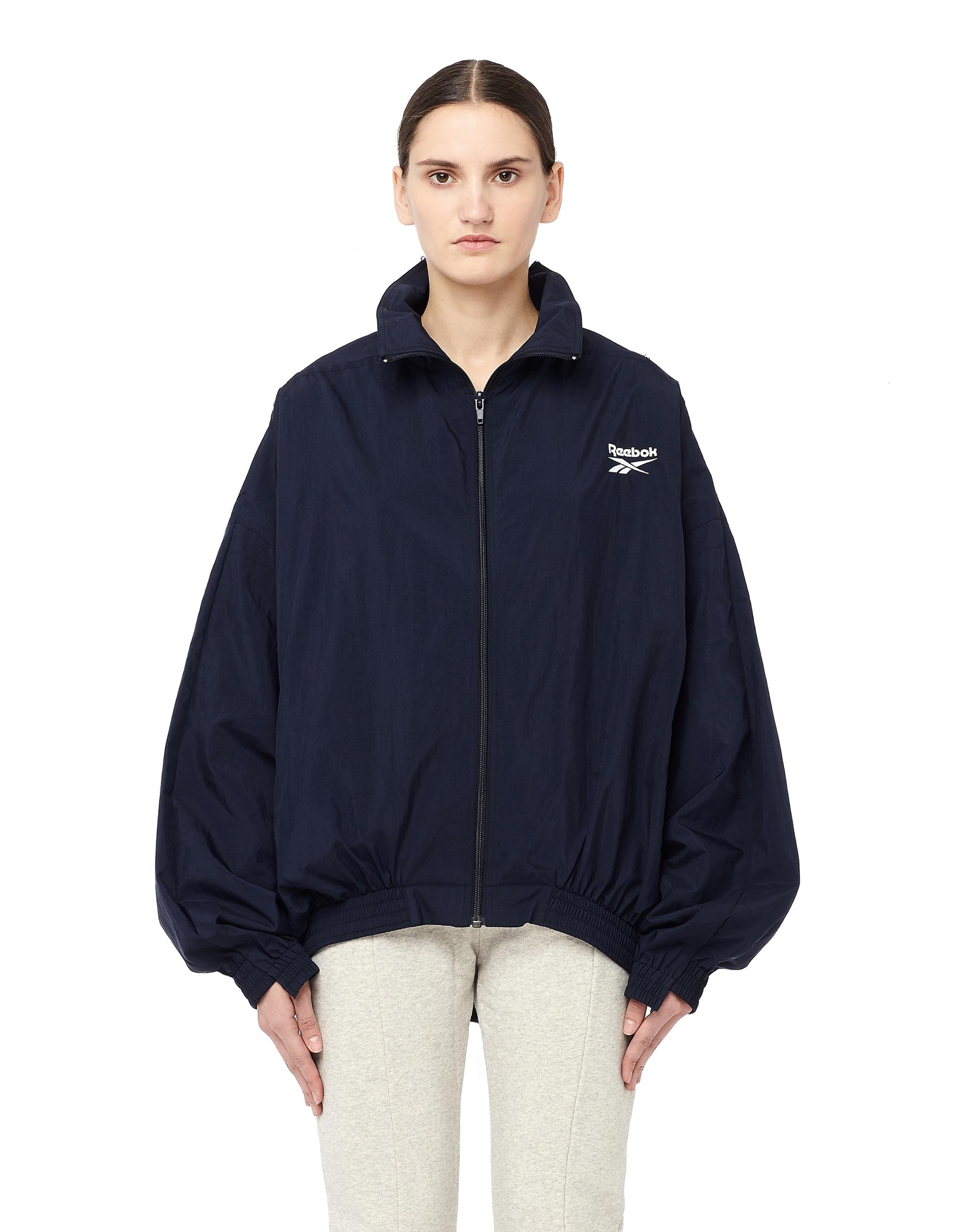 Reebok Nylon Track Jacket In Navy Blue 