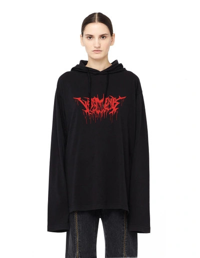 Shop Vetements Tour Printed Cotton Oversized Hoodie In Black
