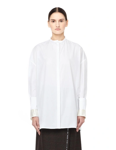 Shop Haider Ackermann Stand Collar Cotton Shirt In White