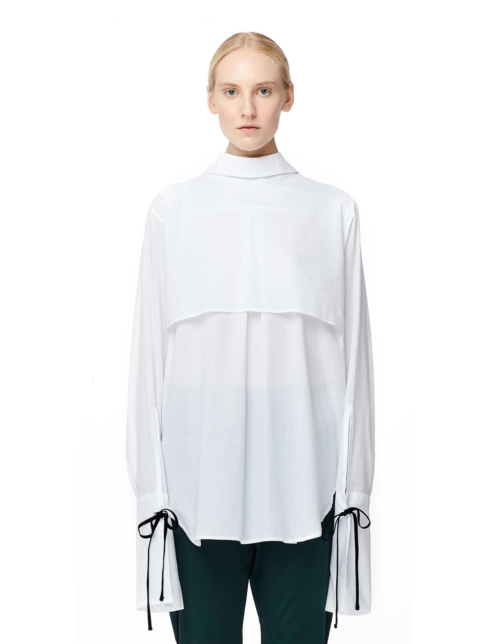 Ann Demeulemeester Velvet Ribbons Trimmed Cotton Shirt In White | ModeSens