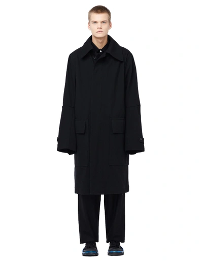 Shop Ann Demeulemeester Wool Coat With Patch Pockets In Black