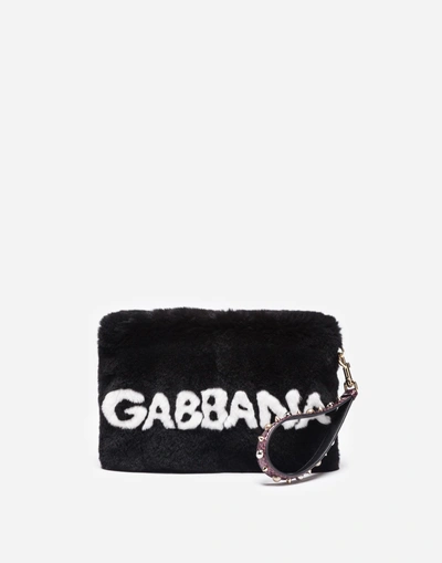 Shop Dolce & Gabbana Lapin Pouch With Appliqué In Black