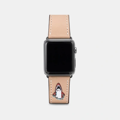 Shop Coach Apple Watch Strap With Sharky In Beechwood