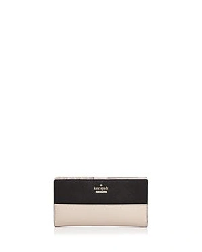 Shop Kate Spade New York Cameron Street Stacy Saffiano Leather Wallet In Tusk/black/gold