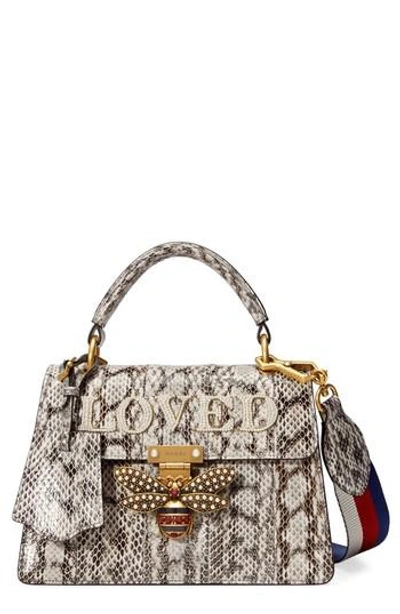 Shop Gucci Queen Margaret Genuine Snakeskin Top Handle Satchel - Brown In Roccia Multi