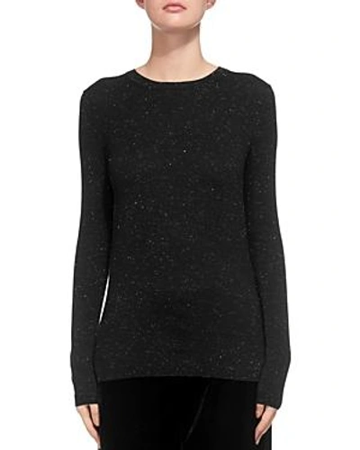 Shop Whistles Annie Sparkling Open-knit Detail Sweater In Black