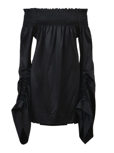 Shop Saint Laurent Mini Ruffled Dress In Black