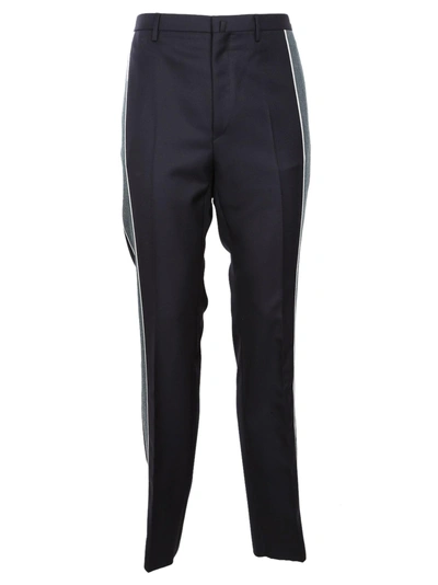 Shop Lanvin Contrast Side Stripe Trousers In Blu