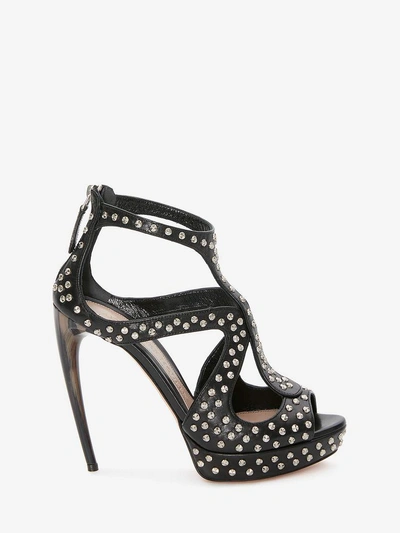 Shop Alexander Mcqueen Cage Sandal Hammered Studs In Black