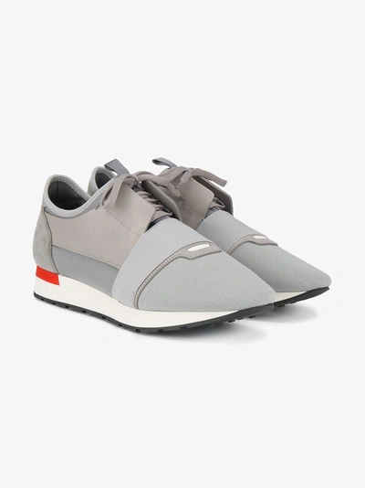 Shop Balenciaga Grey Race Runner Sneakers