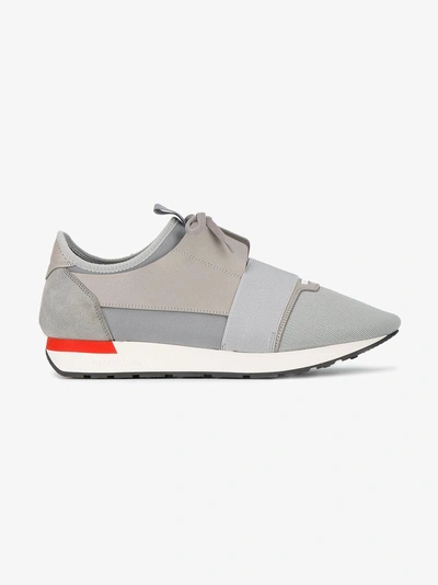 Shop Balenciaga Grey Race Runner Sneakers