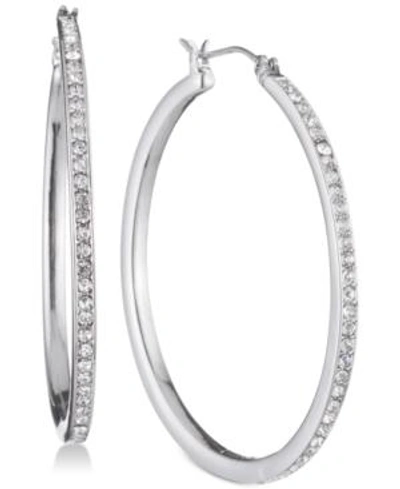 Dkny Gold-tone Pave 1" Skinny Hoop Earrings, Created For Macy's In Silver |  ModeSens