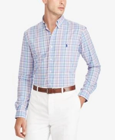 Shop Polo Ralph Lauren Men's Standard-fit Shirt In Pink/blue