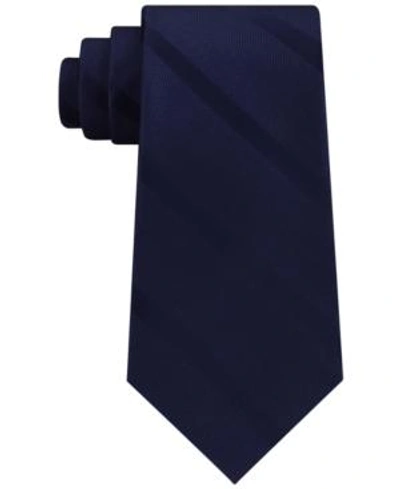 Shop Tommy Hilfiger Men's Textured Woven Stripe Silk Tie In Navy