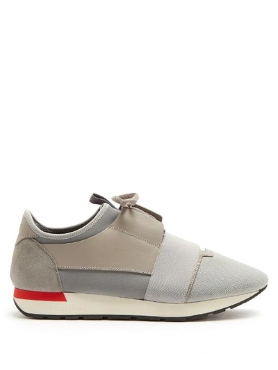 Balenciaga Race Runner Leather, Suede And Neoprene Sneakers In Tonal-grey |  ModeSens